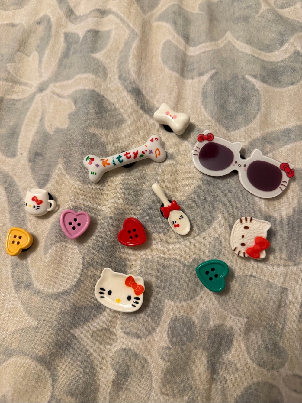 Hello Kitty Kids Decorative Button and Charm Set - White and Multicolor